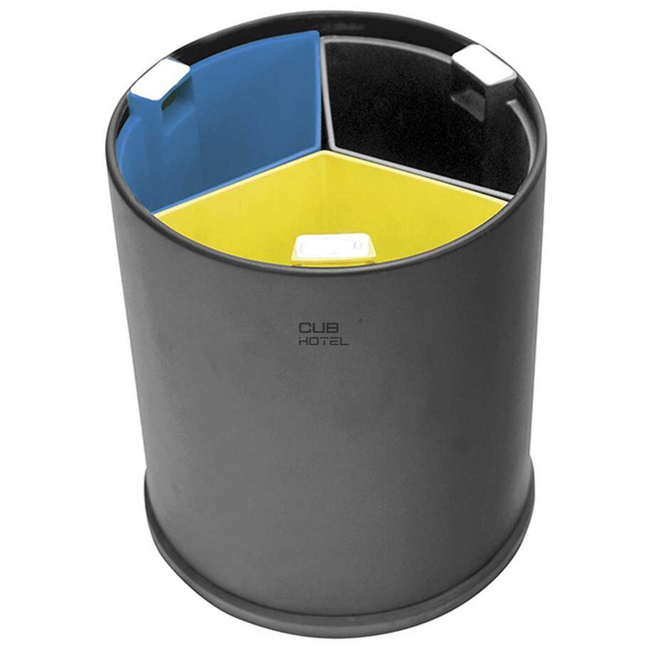 3X3.3Lt Black Bucket With Colorful Cubes With Three Tabs.